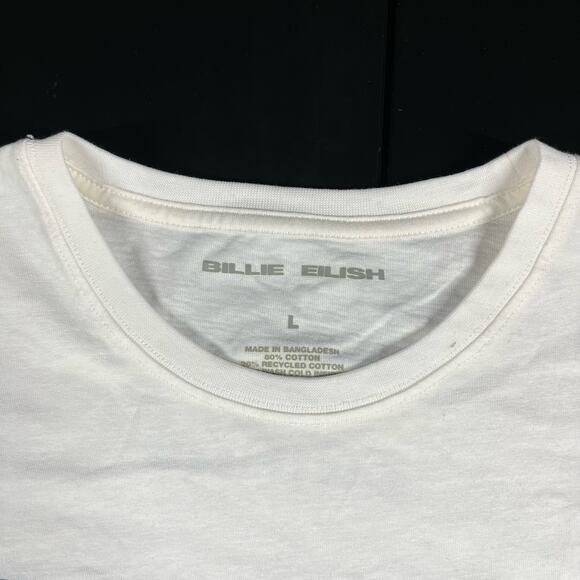 Billie Eilish Official Tour Hit Me Hard And Soft White T Shirt Tee Men’s Sz L - Picture 8 of 8